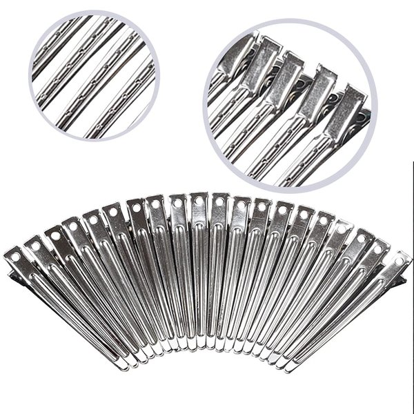 31Pcs Styling Hair Clips, Metal Duck Bill Clips for Women Girl Styling Sectioning, Duckbill Long Hair Clips, Pin Curl Clips for Hair, Alligator Roller Clip with Case(Silver,3.5 Inches)