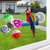 FlidRunest Rotating Ball Bird Perch Toy with Suction Cup, Bird Perch Stand Toy with Rotating Balls, Bird Window/Car/Glass Perch Puzzle Toy for Parakeets, Parrots, Budgie