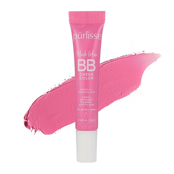 purlisse Blush Glow BB Cheek Color: Cruelty-free & clean, Paraben & Sulfate-free, Cream blush, Long lasting, Vitamin E hydrates | Petal Pink 0.34oz