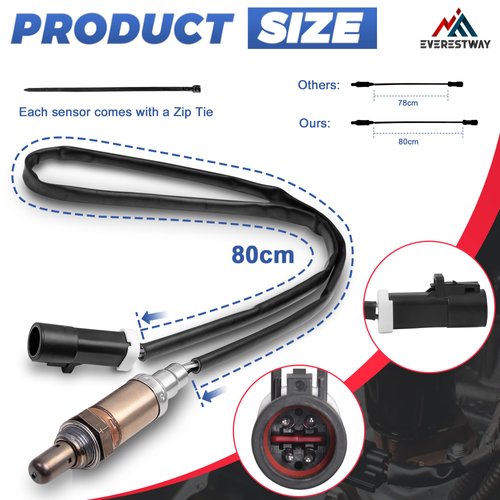 EVERESTWAY 15717 234-4127 15716 ZZC318861 Oxygen Sensor Downstream/Upstream Compatible for Ford F150 F250 Escape Lincoln Mazda Mercury Jaguar 4PCS