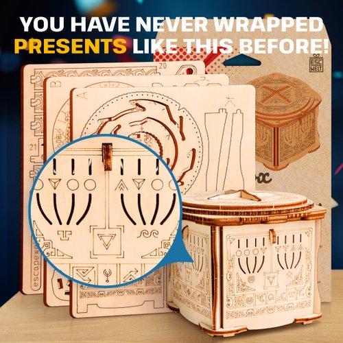 ESC WELT Secret Lock Box 3D Wooden Puzzle Game - Creative Gift Box for Money, Vouchers, Gift Cards - 3-in-1 Wooden Box Game - Gift Box for Teenagers and Adults - 3D Wooden Puzzle