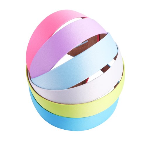 AlamnoFu 6pcs Wide Satin No Slip Headbands for Girls 1.18inches Candy Color DIY Craft Headbands for Gift(Purple Blue Pink)