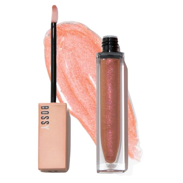 Bossy Cosmetics Vegan Lip Gloss for Soft Lips, Plumping Oil, Hydrating Non-Stick Lipgloss for Women, Provides Maximum Shine, Paraben and Cruelty Free (Empowered - Peach Color)