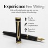 Wordsworth & Black Fountain Pen Set, Extra Fine Nib, Includes 24 Ink Cartridges & Ink Refill Converter, Gift Case, Journaling, Calligraphy, Smooth Writing Pens [Black Gold], Perfect for Men & Women