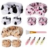 Semato 14 Piece Spa Headband for Washing Face with Wristband and Hair Clips Face Mask Brush Sleepover Party Supplies for Girls Towel Headband (cow,leopard,pink leopard)