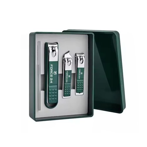 Force24 - Nail Clipper Set, Ultra Sharp Sturdy Fingernail Toenail Clipper Nail Clipper with Glass File 4 Pcs Set for Men Women Adult Nail Cutter Set for Thick Toenails & Nails
