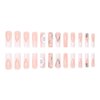 24 Pcs Long Press on Nails Square White French Fake Nails Glossy Press ons False Nail Tips with Rhinestone Butterfly Nail Charms and 5D White Flowers Design Manicure Decorations for Women and Girls