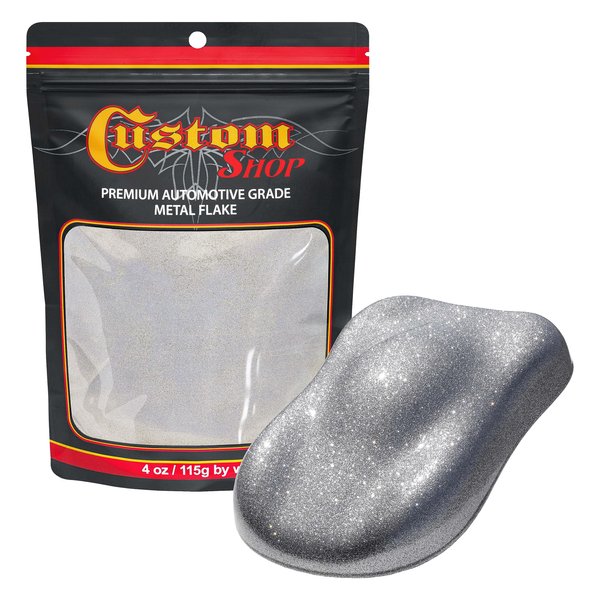 Custom Shop - Chrome Silver - 4-Ounces of Micro Metal Flake .004" 100 Micron Size - Premium Automotive Grade Flake, UV, Fade & Solvent Resistant - Epoxy Resin Metallic Glitter - Car Painting