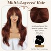Mayouda Layered Wig With Curtain Bangs For Women Copper Red Layered Wig 26Inch Straight Wavy Hair Wig Natural Looking Synthetic Heat Resistant Wigs for Daily Party Use (26Inch, Copper Red#)