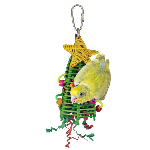 Super Bird Creations SB872 Mini Xmas Tree Bird Toy, Small/Medium Bird Size, 7" x 2"