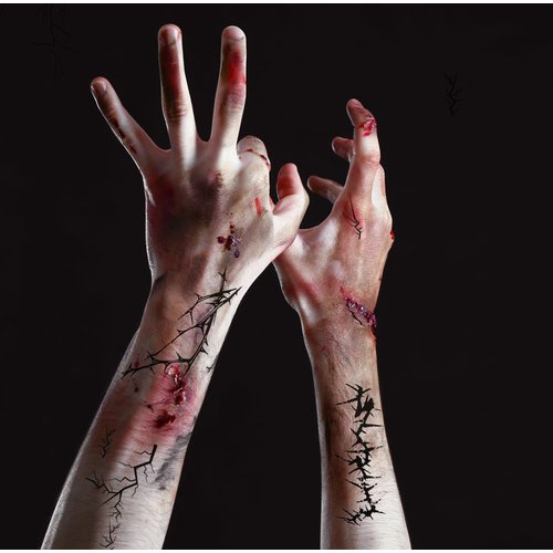 ZZXLLRO Halloween Stitches Tattoo Stickers, Fake Scars Temporary Tattoos for Adult Kids Girls Halloween Makeup Props Horror Cosplay Party Decor-18Sheets