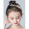 Denifery Flower Girl Headpiece for Wedding Princess Pearl Wedding Comb Pearl Crystal Hair Comb Hair Accessory Wedding Party First Communion for Women and Girls