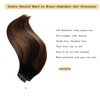 Ubetta Hair Extensions Real Human Hair Ombre Natural Black to Chestnut Brown Highlights Remy Human Hair Extensions Invisible Wire Hair Extensions Straight Human Hair Filp on Extensions 20 inch 100G