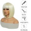 GUOJIAN 12 Inch Short Bob Wigs with Bangs Straight Bob Wigs for Women Synthetic Bob Wigs Natural Looking for Daily Party Cosplay (Blonde, 12inch)