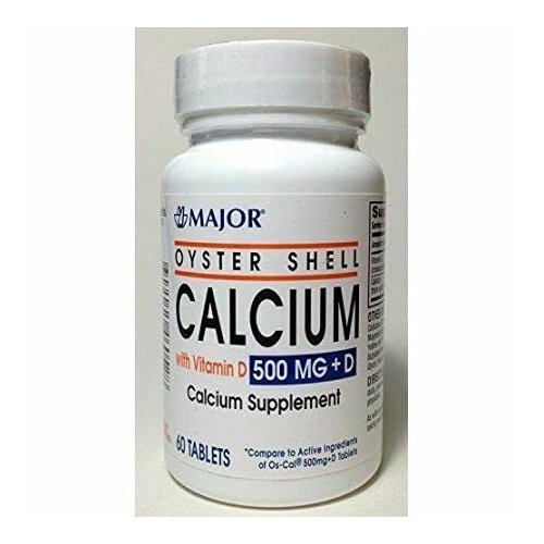 Major Pharm Oyster Shell Calcium, with Vitamin D, 500 mg- 60 tab