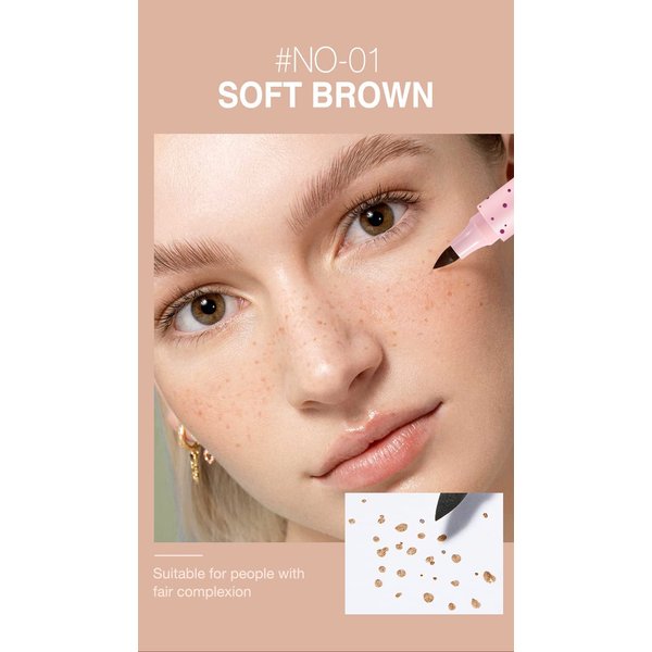 PICKX Freckle Pen Faux Freckle Pen Colour Pop Freckle Pen Supernaturally Realistic Freckles Makeup Brush Fantastic Freckles Pen Long-lasting Waterproof Soft-point Absorbent Pen For a Natural and Easy Makeup Look (soft brown)