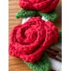 Atelier PG Handmade Crochet Hair Clips, Colorful Cotton Hair Clips (Red Rose)