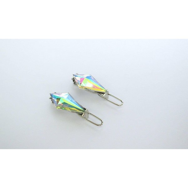 Generic 2 small crystal ab rhombus rhinestone hair clip barrettes fine hair