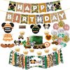 Mickey Safari First Birthday Party Supplies, Mickey Safari Happy Birthday Banner, Mickey Safari ONE Highchair Banner, Mickey Safari WILD ONE Cake Topper,10 Pcs Mickey Safari Cake Topper 12 Pcs Latex Balloons for Baby Boy Girl 1st Birthday Party Decoration
