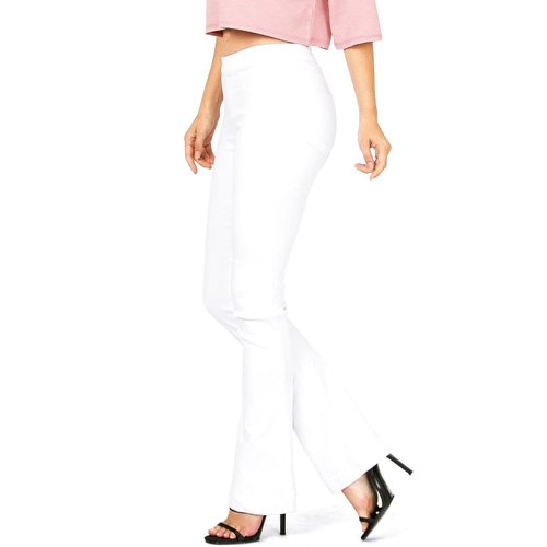 Cello Women's Juniors Mid Waist Skinny Fit Bootcut Pants (XL, White)
