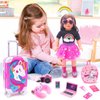 HAPGFS American 18 Inch Doll Accessories Doll Travel Set Including Suitcase Luggage and Dress, Camera Computer Phone Neck Pillow Sunglasses Dolls Travel Gear Play Set Gift for Birthday (NO Doll)