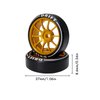 Abendor 10 Spoke Rc Drift Wheels &Tires for 1/24 1/28 Wltoys, [2N+2W] 4 Pcs Aluminum Alloy Rims with Rc Drift Car Tires for 1/24 1/28 Mini-Q HGD1 HGV1 Upgrade Parts (Gold with Logo Tires)