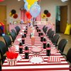 Carnival Circus Party Supplies, Red and White Strips Party Decorations, Includes Napkins, Cups, Plates, Knives, Forks, Spoons, Carnival Tablecloth, Flag, for Birthday, Carnival, Baby Shower,