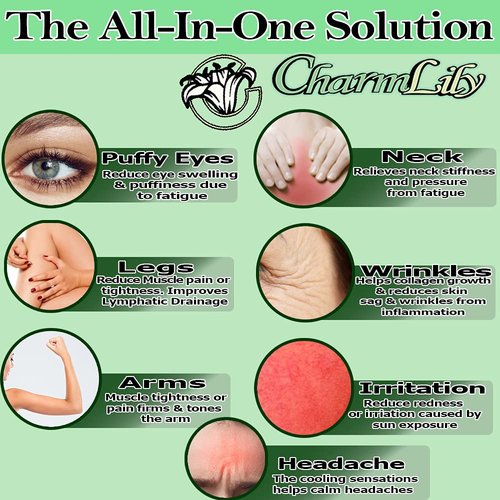 Jade & Ice Roller + Gua Sha Massager Tool Set for Face & Eyes by Charmlily, Puffiness, Reduce Wrinkle Aging, Migraine, Pain Relief on Neck & Body, Cold Facial Original Natural Stone - 3 in 1