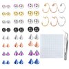 TEN MIRO Fake Eyebrow Ring Fake Lip Labret Studs Replacement Balls Spike with 100Pcs Sticker Non-Piercing Nose Rings Hoop Body Jewelry Fake Skin Piercing 3MM 4MM 5MM(Rainbow)