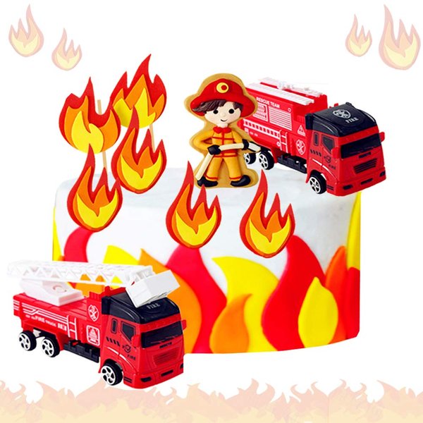 JeVenis Fireman Birthday Firetruck Birthday cake decoration Firefighter Birthday Fire Department party decoration