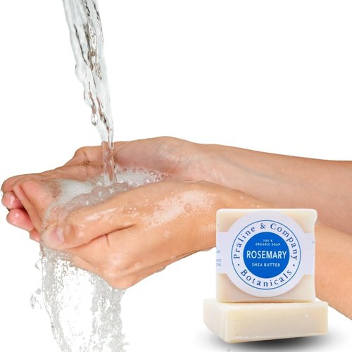 Organic Handmade Rosemary Bath and Hand Soap for Oily Skin - Bath Soap with Gentle Creamy Moisturizing Foam - Organic Hand Soap with 100% Organic Ingredients - 4oz / 110gr