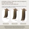 EYEFULL STELL Human Hair Extensions Clip in 18 inch 120g 7PCS Straight Natural Clip ins Real Remy 100% Human Hair Extensions Chocolate Brown To Caramel Blonde Double Weft Thick Layered Clip on Hair