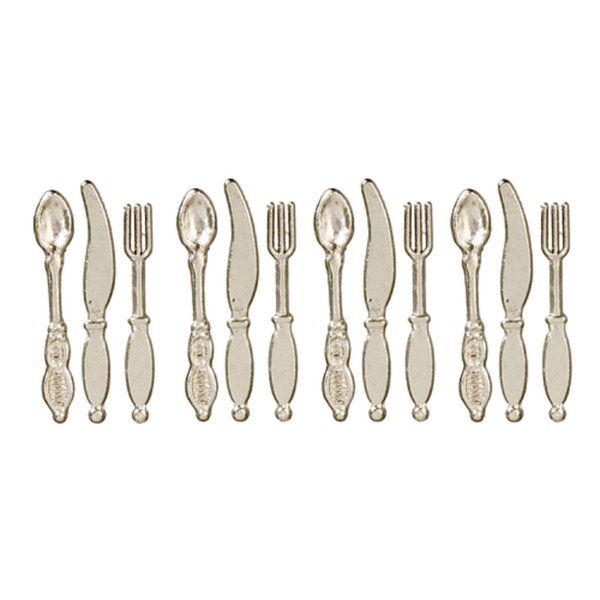 Dollhouse Miniature 1:12 Scale Metal Kitchen Dining Room Tableware Cutlery Set