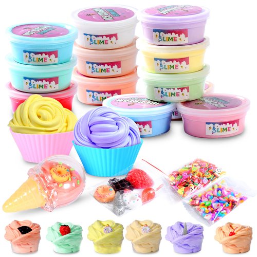 10Pack Ice Cream Soft Slime Making Kit，Stretchy and Non-Sticky, Butter Slime Stress Relief Toy for Kids Partys, Easter Egg Filling Stuffers,Valentine Party Favors.