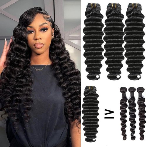 Salon Quality 16A Loose Deep Wave Bundles Human Hair 20 22 24in Raw Loose Wave Bundles 100% Unprocessed Real Human Hair Extensions Full And Thick Ends Brazilian Virgin Weave 3 Bundles Human Hair