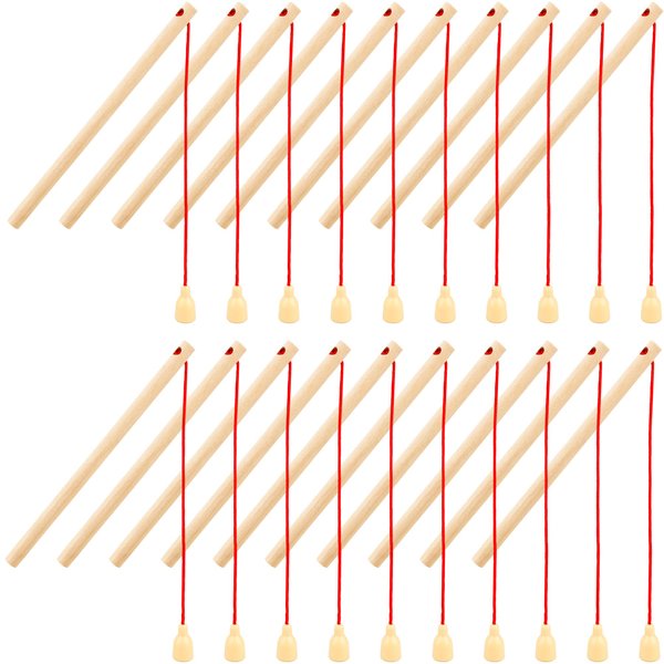20 Pack Mini Wooden Magnetic Fishing Pole Small Wood Magnet Pole Fishing Rod Wooden Magnetic Fishing Game Rod for Preschool Boys Girls Fishing Game Activity