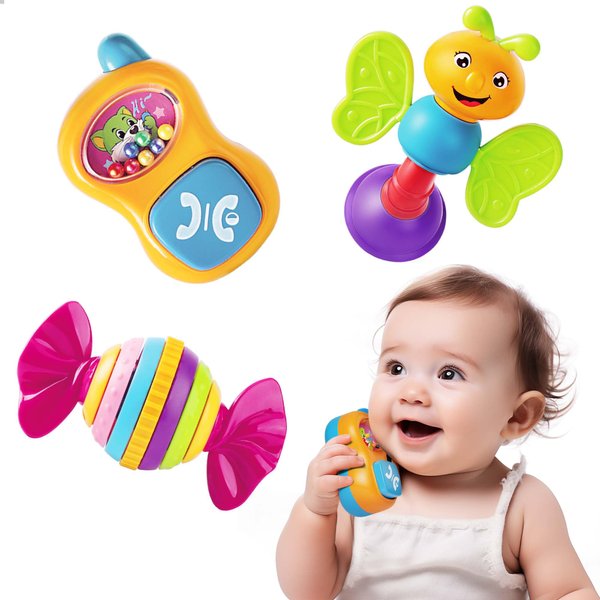 iPlay, iLearn Baby Rattles, 3-6 Month Baby Toys, Infant Grab N Shake Rattle, Sensory Teether, Development Learning Music Toy, Newborn First Shower Gifts for 0 1 2 4 5 7 8 9 10 12 Month Babies Boy Girl