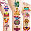 100 PCS Happy Diwali Rangoli Mandala Themed Temporary Tattoos Birthday Party Decorations Favors Supplies Cute Indian Deepavali Tattoo Stickers Party Gifts for Girls Boys Home Activity School Rewards