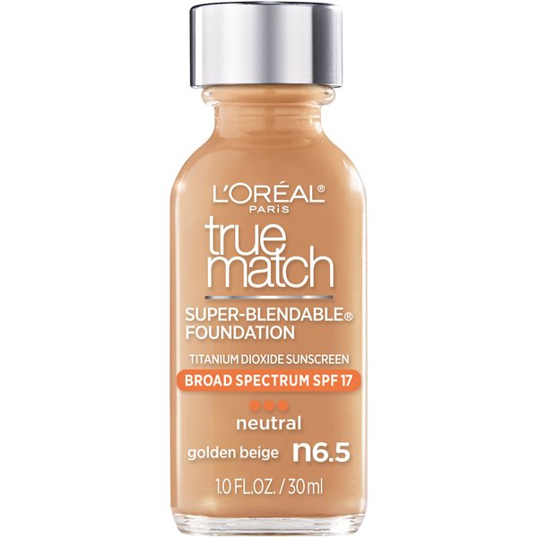 L'Oreal Paris Makeup True Match Super-Blendable Liquid Foundation, Golden Beige N6.5, 1 Fl Oz,1 Count