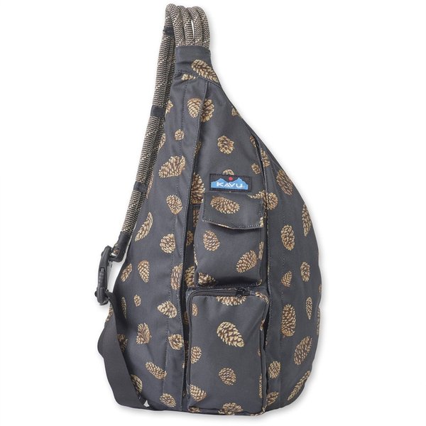 KAVU Original Rope Sling Pack with Adjustable Rope Shoulder Strap, Pine Cones