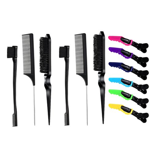 Rat Tail Combs, Hair Clips for Styling and Sectioning, Edge and Teasing Brushes, Parting Combs for Braiding.