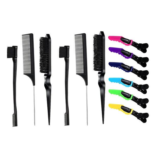 Rat Tail Combs, Hair Clips for Styling and Sectioning, Edge and Teasing Brushes, Parting Combs for Braiding.