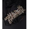 Denifery Gold Bride Crystal Wedding Hair Comb Silver Rhinestone Bridal Side Comb Opal Hair Piece Flower Wedding Hair Accessories for Women and Girls