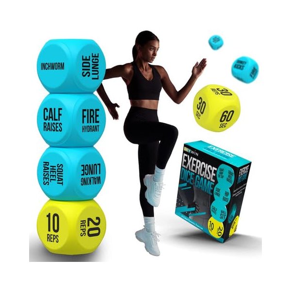 Skywin-Exercise Dice, Fun Workout Dice for Solo or Group Classes, 6-Sided Foam Fitness Dice Great Dynamic Exercise Equipment (Blue)