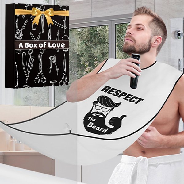 LONGESISM Beard Bib Shaving Apron Mens, Cool Funny Fathers Day Birthday Gifts Ideas for Adults Men Dad Him Husband Boyfriend, Trimming Hair Catcher Cape for Trim Shave Easy Sink Clean Avoid Clogging