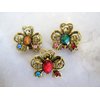 Generic small mini metal bow shaped jeweled antique style bronze hair claw clip (Primary color: Light purple), 1 Count (Pack of 1)
