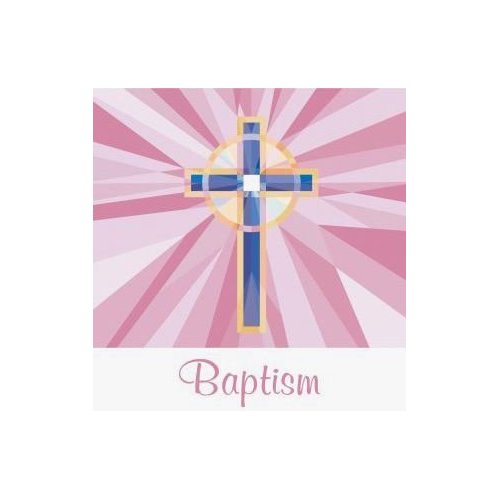 Baptism 3-Ply Beverage Napkins, Pink Stained Glass 36 Per Pack by Creative Converting