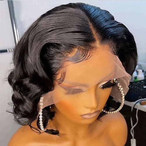 ten chopsticks Wigs Short Wig Human Hair 13x4 Lace Front Human Hair Wigs For Black Women HD Transparent Loose Deep Wave Short Bob Wig Brazilian Bob Human Hair Wig 150 Density 10inch