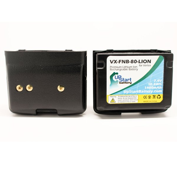 2 Pack Replacement for Vertex VX-6R Battery - Compatible with Vertex FNB-80Li Two-Way Radio Battery (1400mAh, 7.4V, Lithium-Ion)