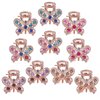QXUJI 10PCS Rhinestone Hair Claw Jaw Clips, Crystal Metal No-slip Hair Grip Clamps, Mini Butterfly Bangs Clip Bow Hair Claw Gripper, for Women Girls Hair Pins